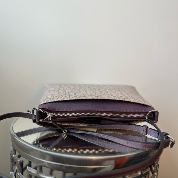 NWT!!! Calvin Klein Logo Crossbody Purse in this Almond and Plum color. - Picture 9 of 10